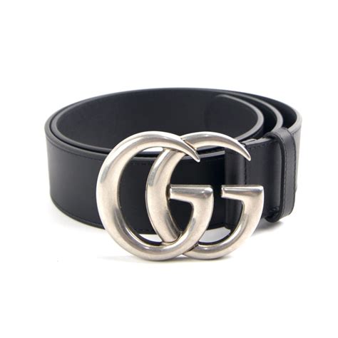 black leather gucci belt with silver buckle|gg Gucci belt.